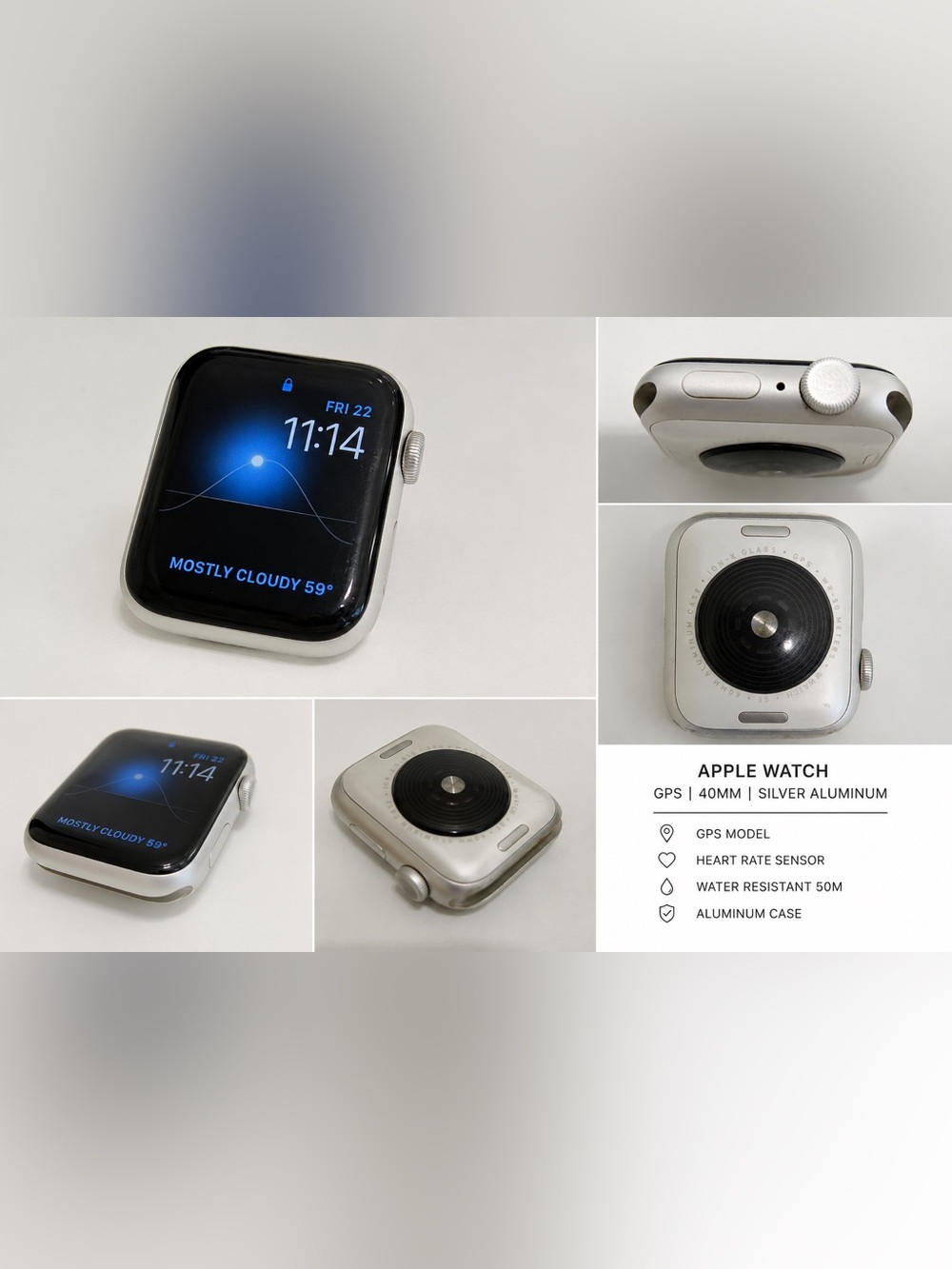 Apple Watch Silver Aluminum GPS 40mm Smartwatch | Good Used Condition